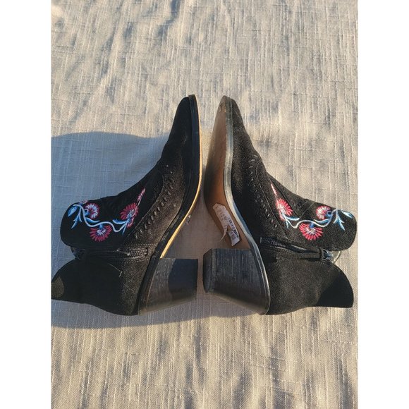 Rebecca Minkoff Black Suede Embroidered Booties, size 7.5 - Picture 4 of 6